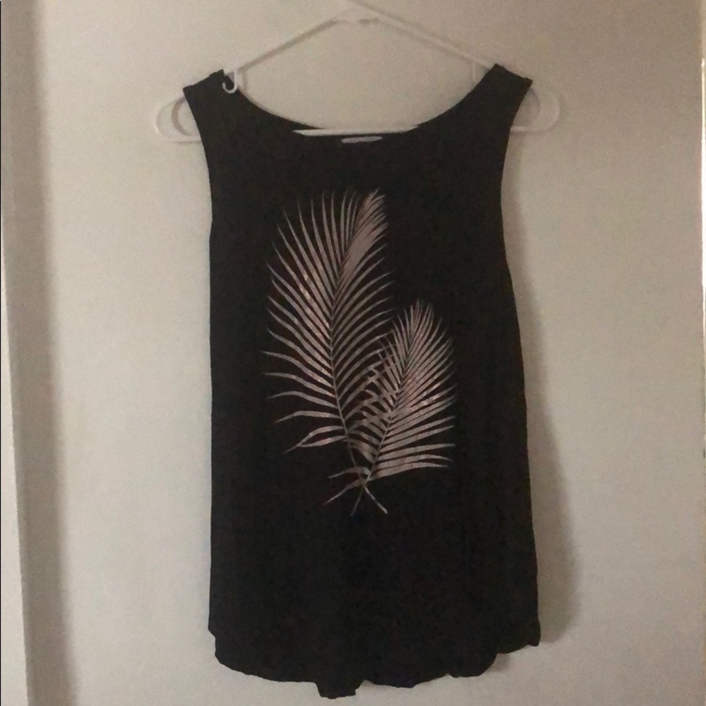 Black Feather Workout Tank, Flowy, Size Medium